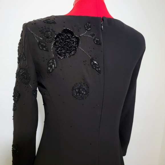 VINTAGE ARMANI COLLEZIONI BEADED BLACK DRESS SIZE 4 Made in Italy 🇮🇹 ♥️ - Picture 7 of 11